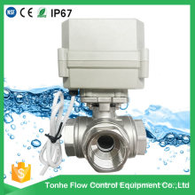 3-Way Horizontal L-Tipo Elétrica Controle Aço Inoxidável Válvula Motorizada Acionada Água Válvula De Esfera